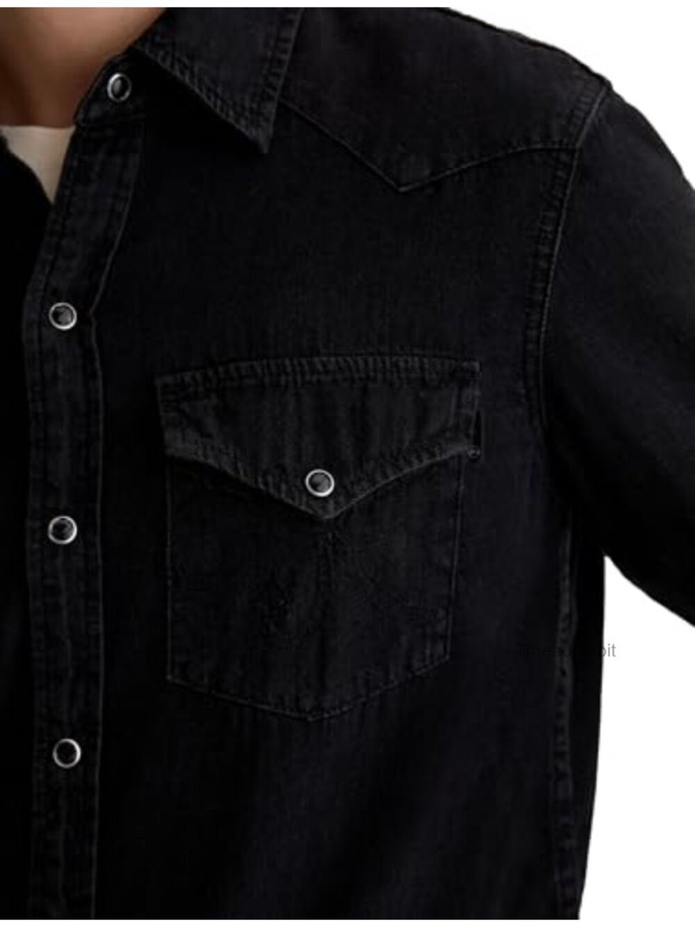 Classic Fit Western Button Down Shirt - Cotton Denim - Picture 4 of 6